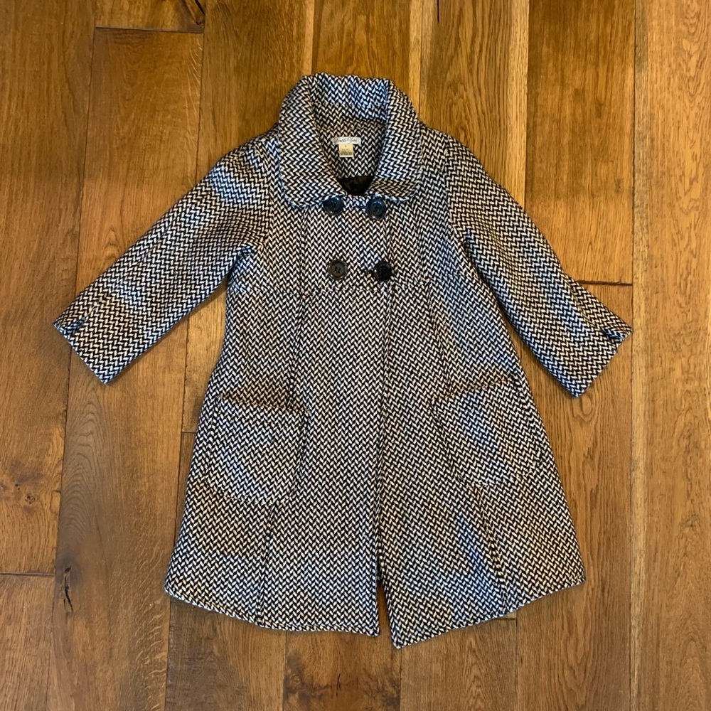 Black & white herringbone coat